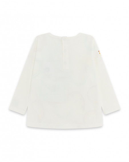 Tee-shirt en jersey manche longue imprimée fille beige smile Tee-shirt en jersey manche longue imprimée fille beige smile