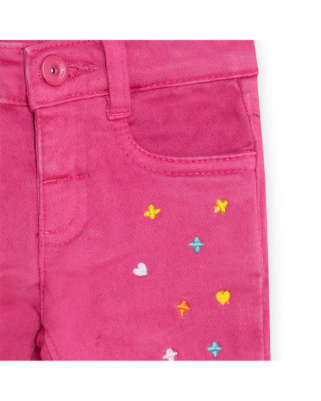 Pantalon en sergé coeurs fille rose funcactus