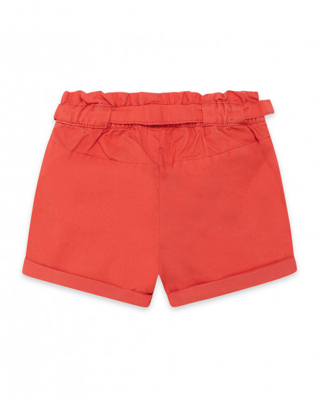 Short en popeline ceinture fille orange enjoy the sun Short en popeline ceinture fille orange enjoy the sun