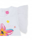 Tee-shirt en jersey et tulle fleur fille blanche tahiti Tee-shirt en jersey et tulle fleur fille blanche tahiti