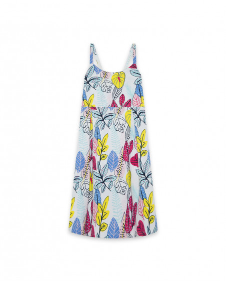 Robe en jersey bretelles fille blanche island Robe en jersey bretelles fille blanche island
