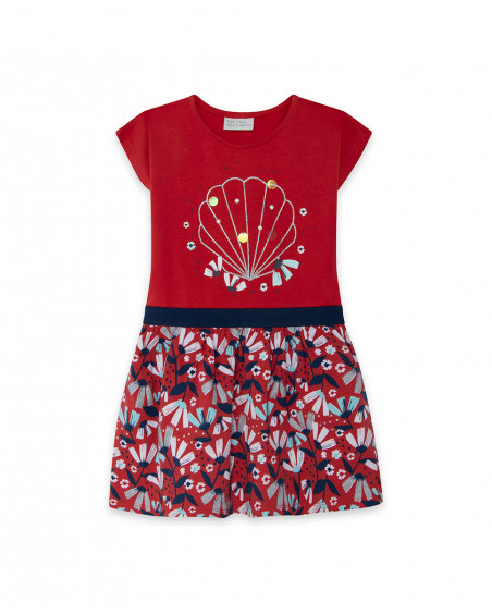 Robe en jersey fleurs fille rouge sea lovers Robe en jersey fleurs fille rouge sea lovers