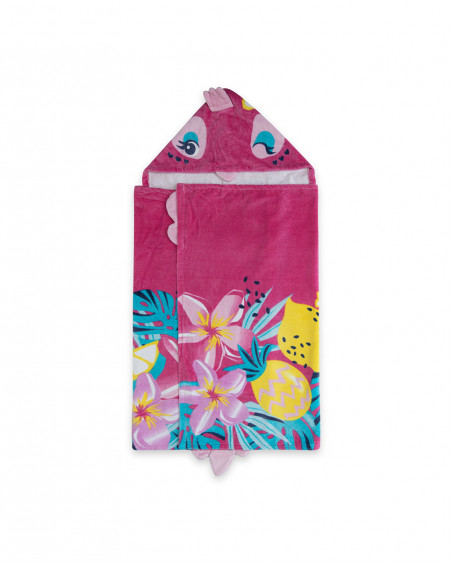 Poncho fleurs fille rose tahiti Poncho fleurs fille rose tahiti