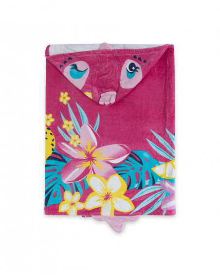 Poncho fleurs fille rose tahiti Poncho fleurs fille rose tahiti