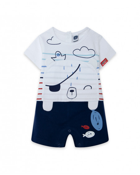 Grenouillère en jersey short garçon blanche little pirates Grenouillère en jersey short garçon blanche little pirates