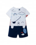 Grenouillère en jersey short garçon blanche little pirates Grenouillère en jersey short garçon blanche little pirates