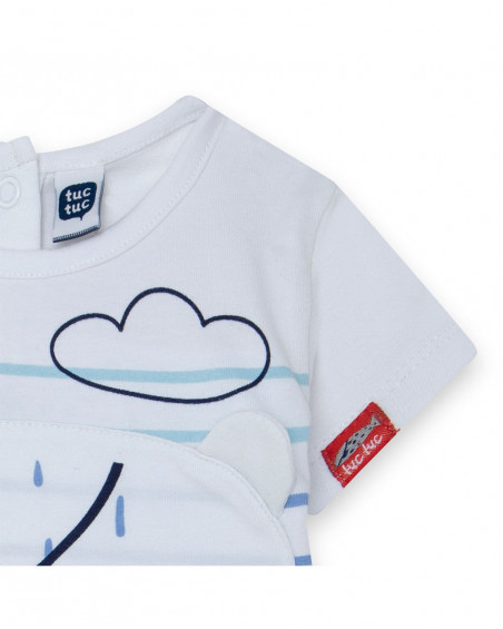 Grenouillère en jersey short garçon blanche little pirates Grenouillère en jersey short garçon blanche little pirates