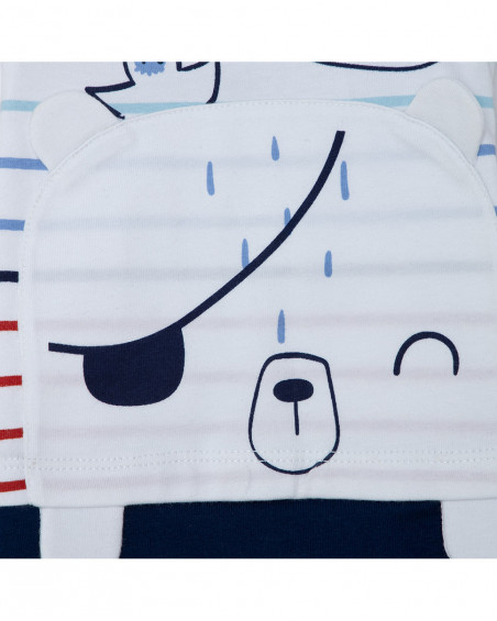 Grenouillère en jersey short garçon blanche little pirates Grenouillère en jersey short garçon blanche little pirates