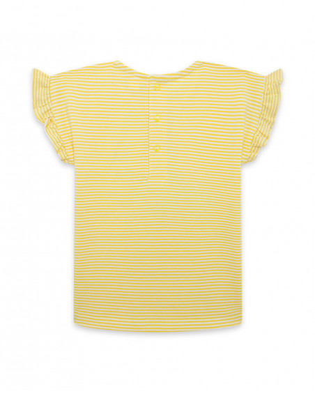 Tee-shirt en jersey à rayures fille jaune funcactus Tee-shirt en jersey à rayures fille jaune funcactus