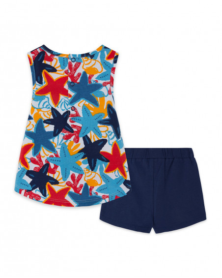 Tee-shirt et short en jersey étoile fille bleu red submarine Tee-shirt et short en jersey étoile fille bleu red submarine