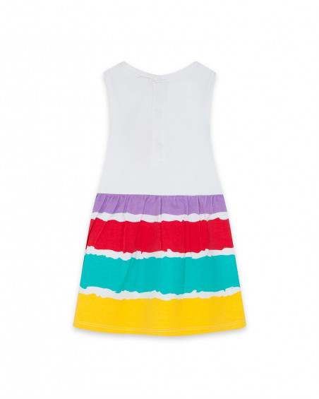 Robe en jersey à rayures fille blanche fruitty time Robe en jersey à rayures fille blanche fruitty time