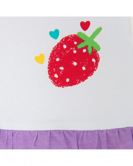 Robe en jersey à rayures fille blanche fruitty time Robe en jersey à rayures fille blanche fruitty time