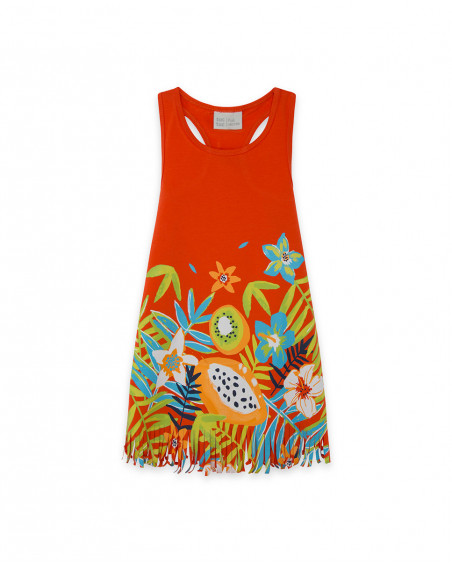 Robe en jersey franges fille orange summer festival Robe en jersey franges fille orange summer festival