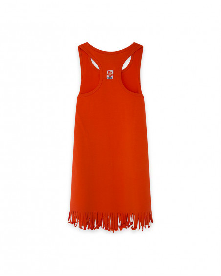 Robe en jersey franges fille orange summer festival Robe en jersey franges fille orange summer festival