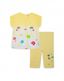 Tee-shirt et legging capri à rayures fille jaune funcactus Tee-shirt et legging capri à rayures fille jaune funcactus