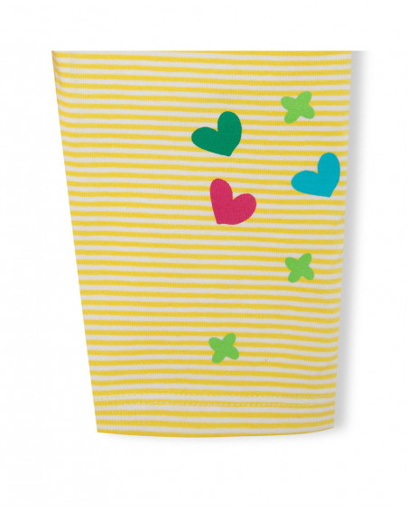 Tee-shirt et legging capri à rayures fille jaune funcactus Tee-shirt et legging capri à rayures fille jaune funcactus