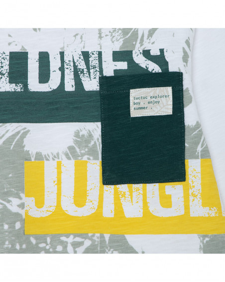 Tee-shirt en jersey manche longue garçon blanche jungle street Tee-shirt en jersey manche longue garçon blanche jungle street