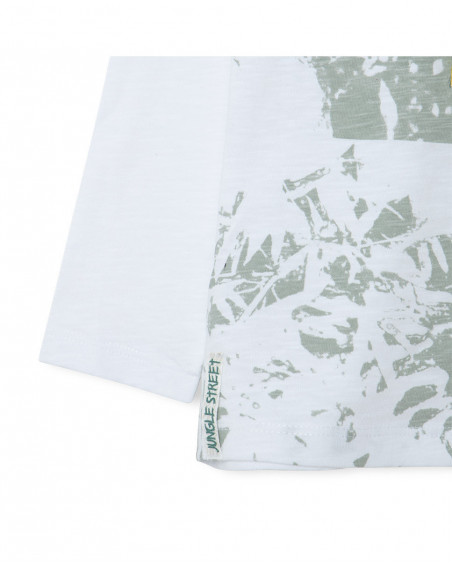 Tee-shirt en jersey manche longue garçon blanche jungle street Tee-shirt en jersey manche longue garçon blanche jungle street