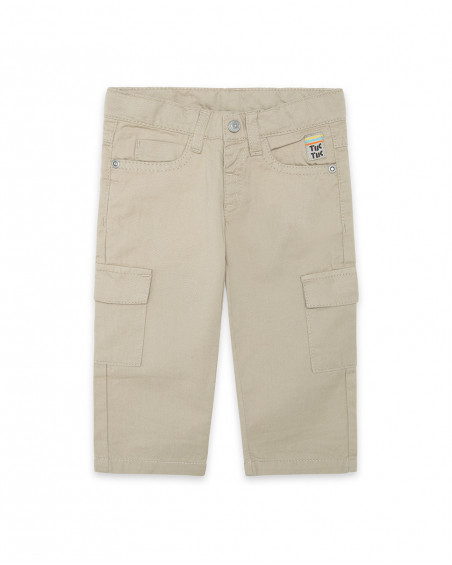 Pantalon en sergé poche garçon marron funcactus