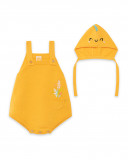 Grenouillère et capot tricot short fille orange picnic time Grenouillère et capot tricot short fille orange picnic time