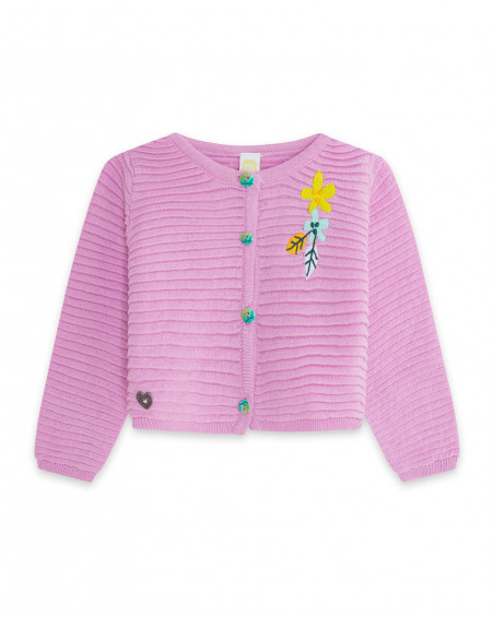 Veste en tricot boutons fille rose in the jungle Veste en tricot boutons fille rose in the jungle