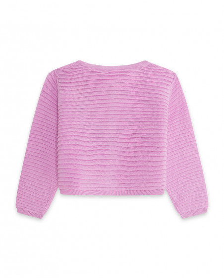 Veste en tricot boutons fille rose in the jungle Veste en tricot boutons fille rose in the jungle