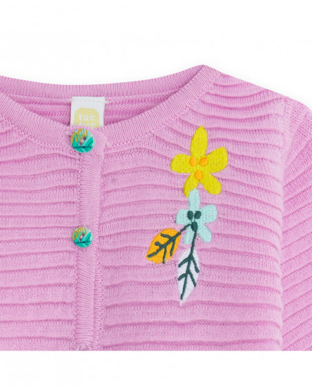 Veste en tricot boutons fille rose in the jungle Veste en tricot boutons fille rose in the jungle
