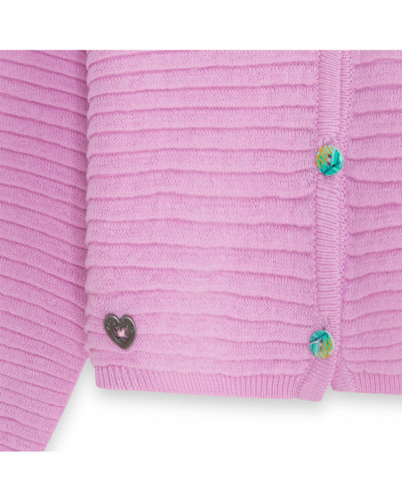 Veste en tricot boutons fille rose in the jungle Veste en tricot boutons fille rose in the jungle