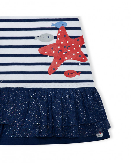 Robe en jersey et tulle à rayures fille blanche little pirates Robe en jersey et tulle à rayures fille blanche little pirates