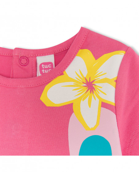Tee-shirt en jersey visage fille rose tahiti Tee-shirt en jersey visage fille rose tahiti