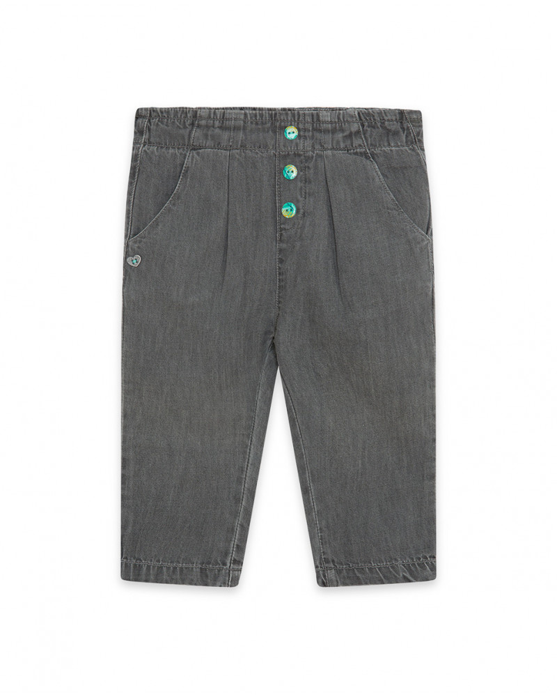 Pantalon en jeans boutons fille gris in the jungle