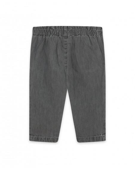 Pantalon en jeans boutons fille gris in the jungle Pantalon en jeans boutons fille gris in the jungle