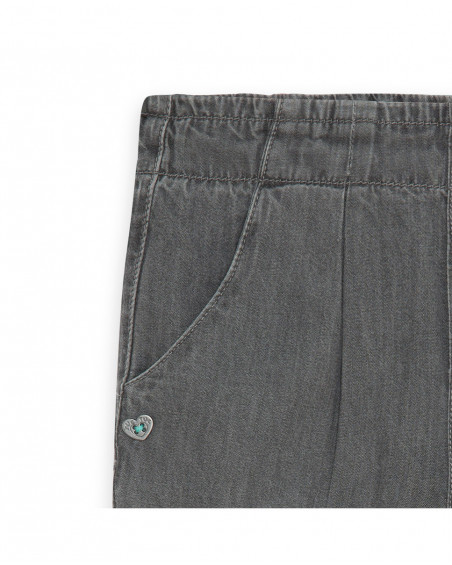 Pantalon en jeans boutons fille gris in the jungle Pantalon en jeans boutons fille gris in the jungle