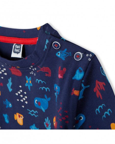 Tee-shirt en jersey poissons garçon bleu red submarine