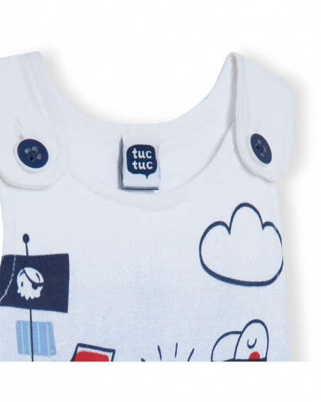Grenouillère en jersey bretelles garçon blanche little pirates Grenouillère en jersey bretelles garçon blanche little pirates