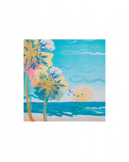 Tee-shirt en jersey imprimée fille bleu venice beach Tee-shirt en jersey imprimée fille bleu venice beach