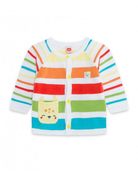 Veste en tricot boutons garçon blanche hi! sunshine Veste en tricot boutons garçon blanche hi! sunshine