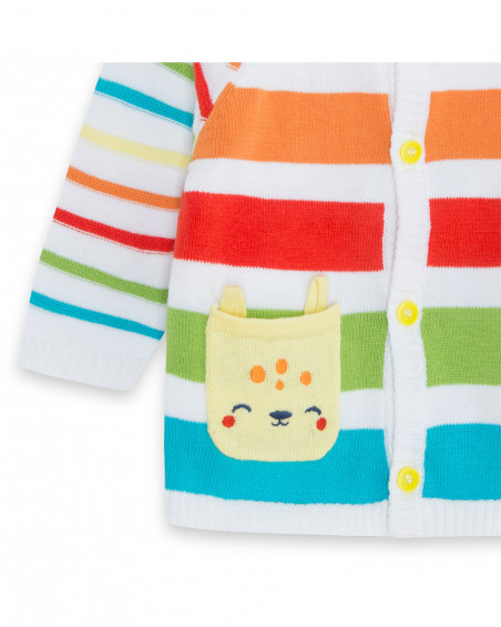 Veste en tricot boutons garçon blanche hi! sunshine Veste en tricot boutons garçon blanche hi! sunshine