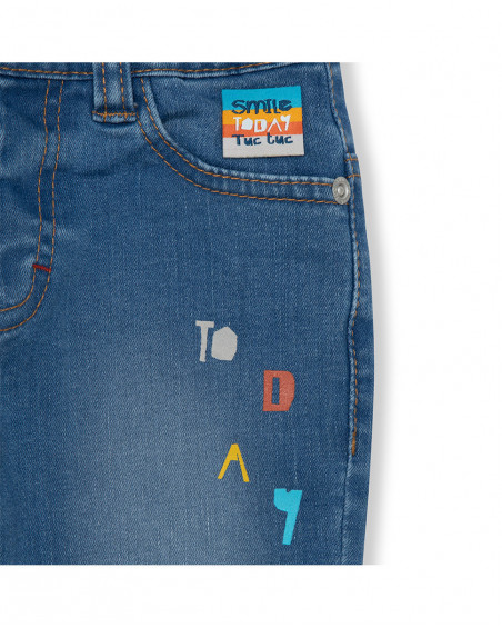 Pantalon en jeans à l'aspect usé fille bleu smile today Pantalon en jeans à l'aspect usé fille bleu smile today