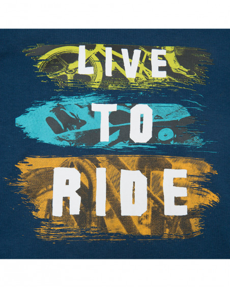 Tee-shirt en jersey manche longue garçon bleu free time Tee-shirt en jersey manche longue garçon bleu free time