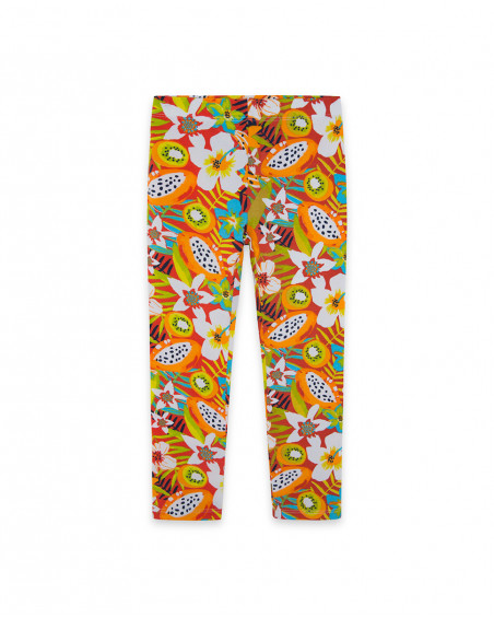Leggings en jersey imprimé fille orange summer festival Leggings en jersey imprimé fille orange summer festival