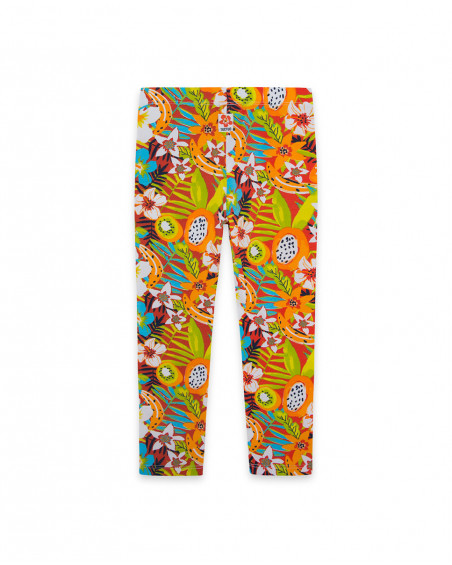 Leggings en jersey imprimé fille orange summer festival Leggings en jersey imprimé fille orange summer festival