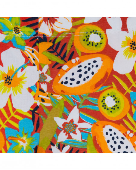 Leggings en jersey imprimé fille orange summer festival Leggings en jersey imprimé fille orange summer festival
