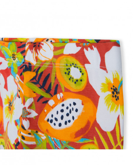 Leggings en jersey imprimé fille orange summer festival Leggings en jersey imprimé fille orange summer festival