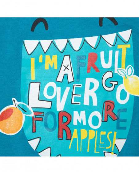 Tee-shirt en jersey message garçon bleu fruitty time Tee-shirt en jersey message garçon bleu fruitty time