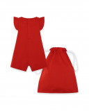 Grenouillère en jersey+sac short fille rouge fruitty time Grenouillère en jersey+sac short fille rouge fruitty time