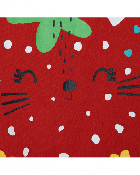 Grenouillère en jersey+sac short fille rouge fruitty time