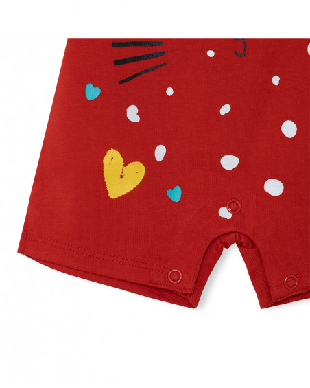 Grenouillère en jersey+sac short fille rouge fruitty time