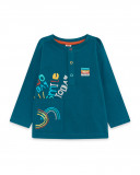 Tee-shirt en jersey manche longue fille bleu smile today Tee-shirt en jersey manche longue fille bleu smile today