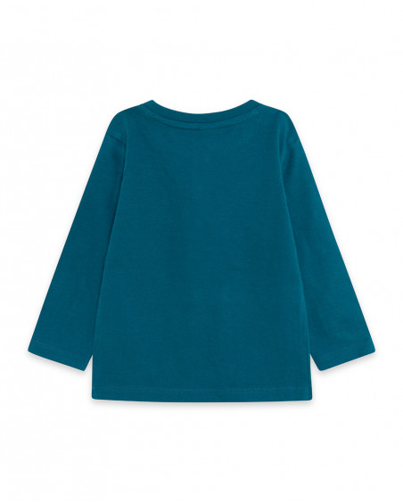 Tee-shirt en jersey manche longue fille bleu smile today
